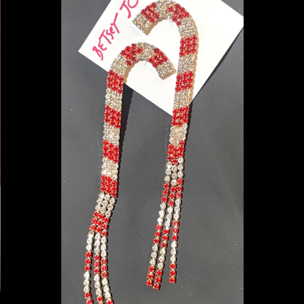 Betsey Johnson Christmas Candy Cane Earring